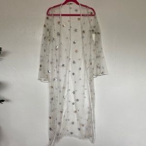 White sheer sequin kimono M